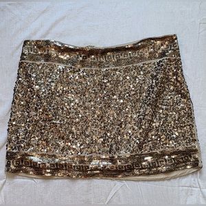 Gold sequin mini skirt